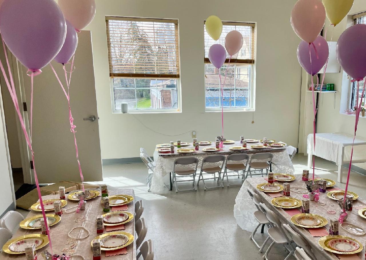 Birthday party setup at WordPlay